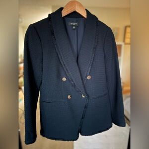 Ann Taylor Tweed Midnight Blue Blazer